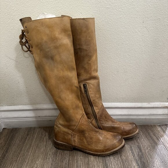 BED STU Manchester Boots BROWN Leather Size 7.5 Knee High Lace Up Cobbler Series - Picture 1 of 13